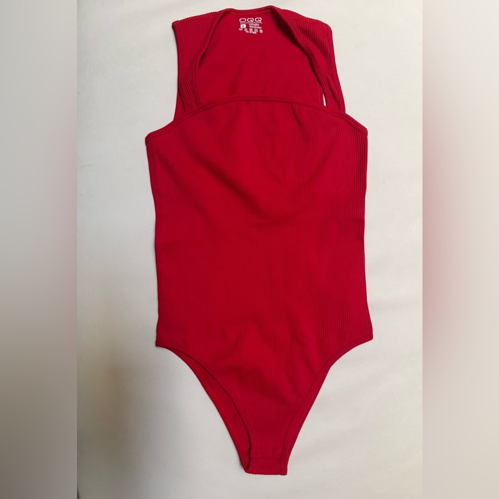 Red Ribbed Bodysuit New Without Tag